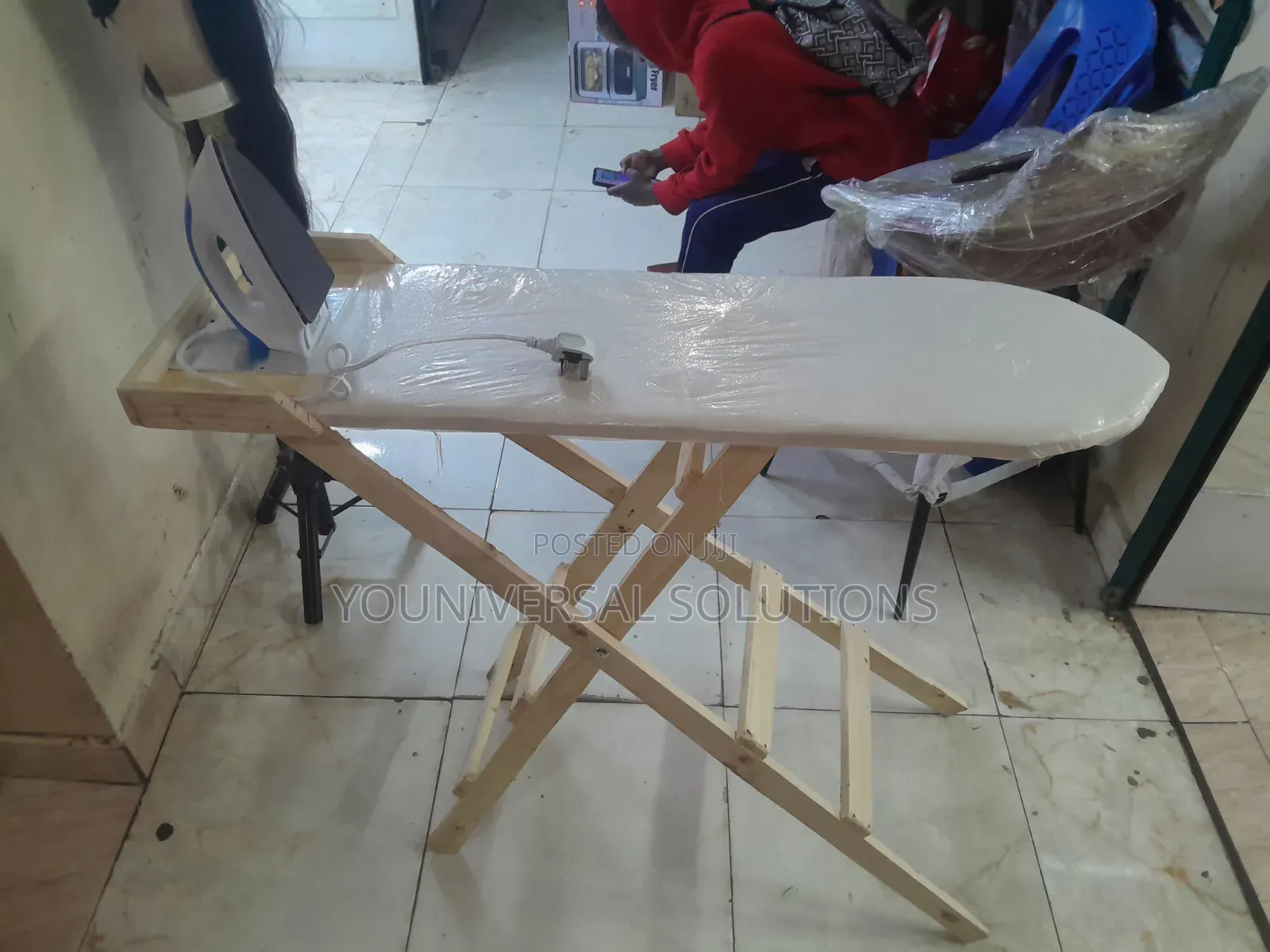 Wooden Ironing Board + Iron Box