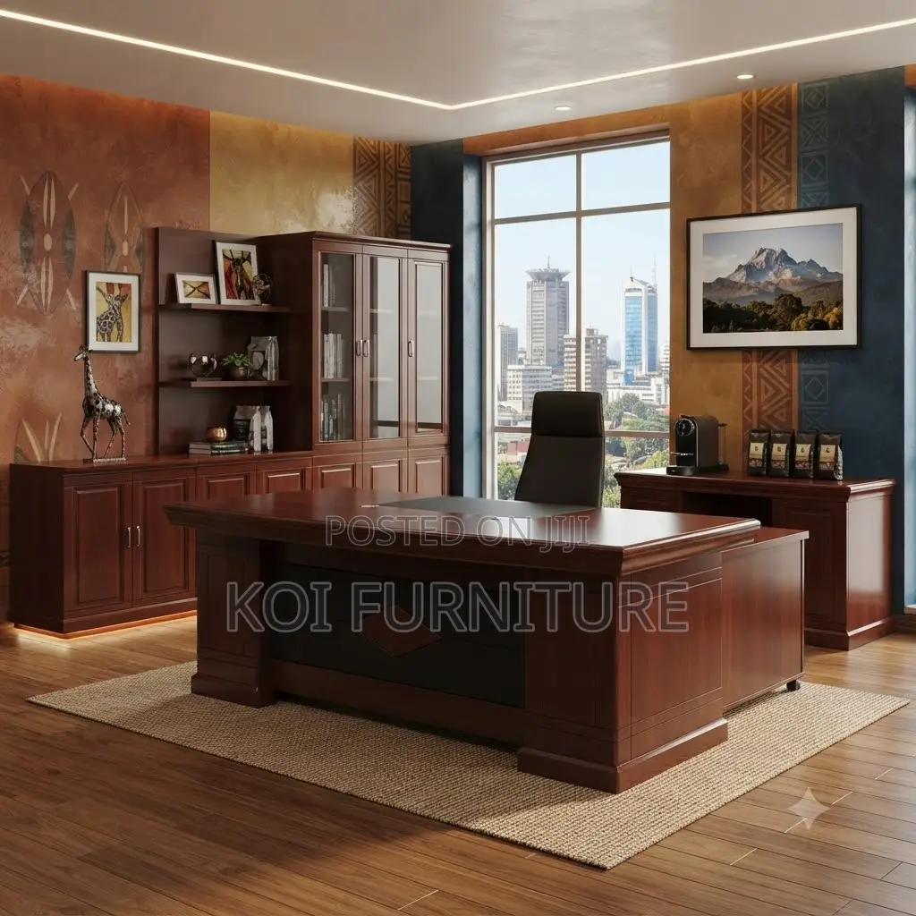 Office Desk; 1.8 Meters Executive Mahogany L Shape Office Desk