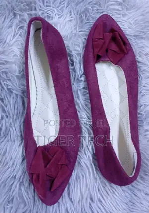 Maroon Toe Shape Soft Faux-Suede Fabric Ladies Flat-40-43 Shoe Size