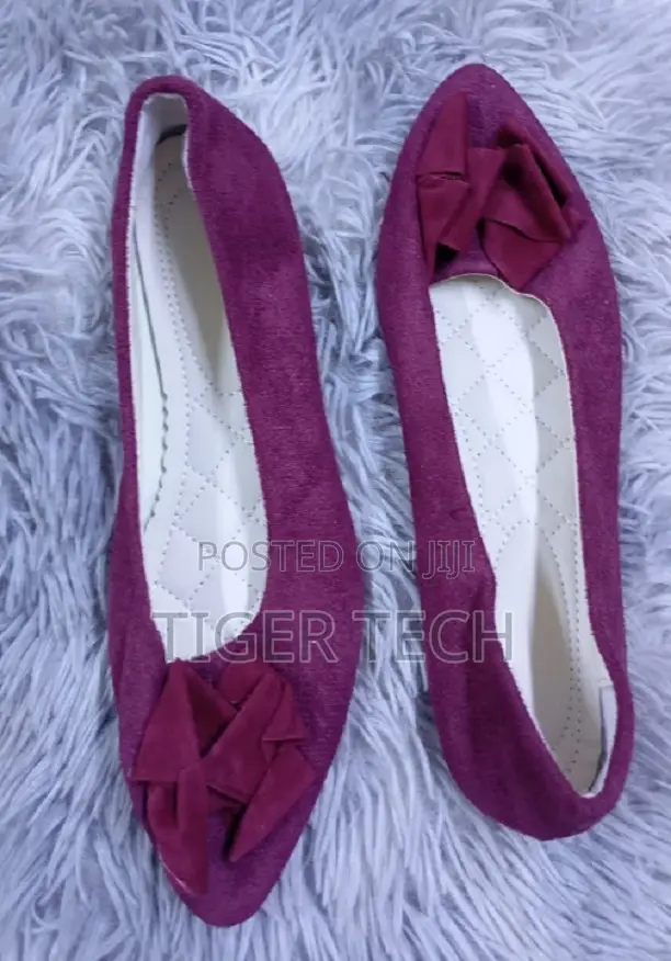 Maroon Toe Shape Soft Faux-Suede Fabric Ladies Flat-40-43 Shoe Size