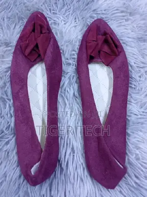 Maroon Toe Shape Soft Faux-Suede Fabric Ladies Flat-40-43 Shoe Size