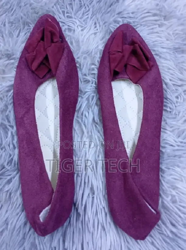Maroon Toe Shape Soft Faux-Suede Fabric Ladies Flat-40-43 Shoe Size