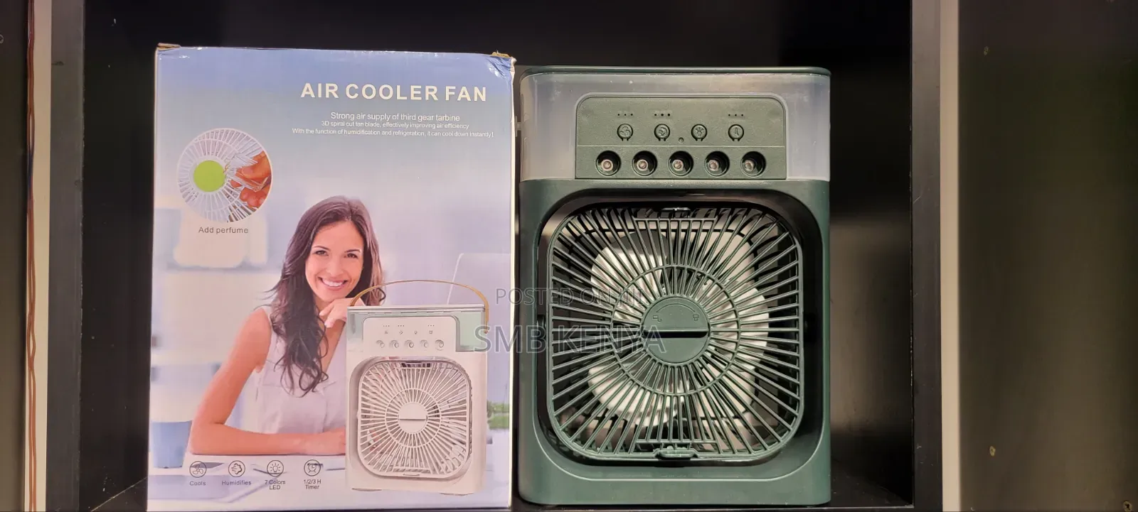 2 in 1 Air-Cooler Fan With 7 Led Colore-Green