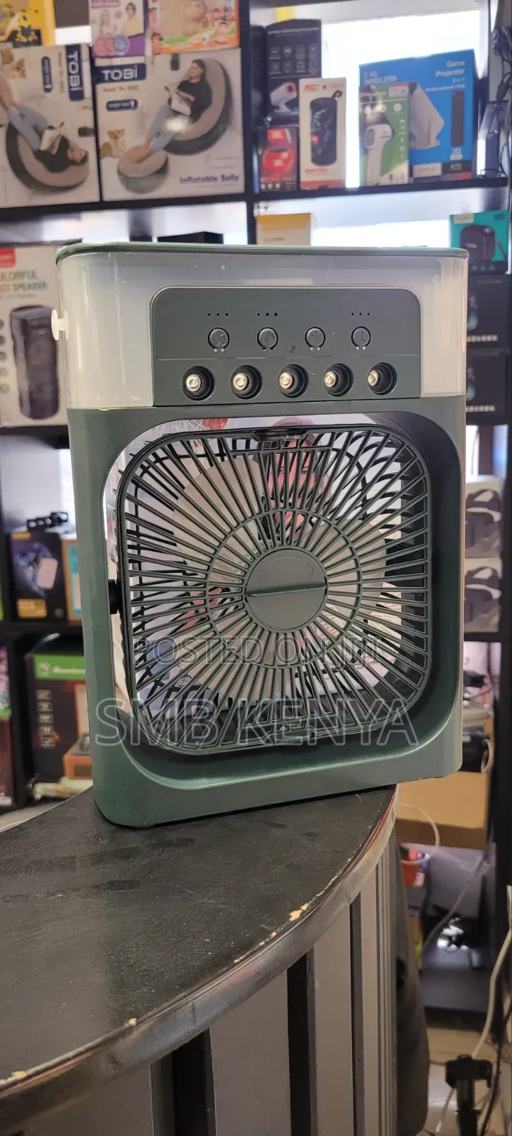 2 in 1 Air-Cooler Fan With 7 Led Colore-Green