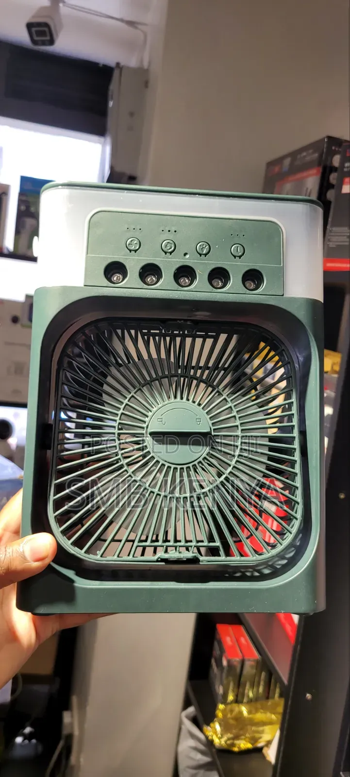2 in 1 Air-Cooler Fan With 7 Led Colore-Green