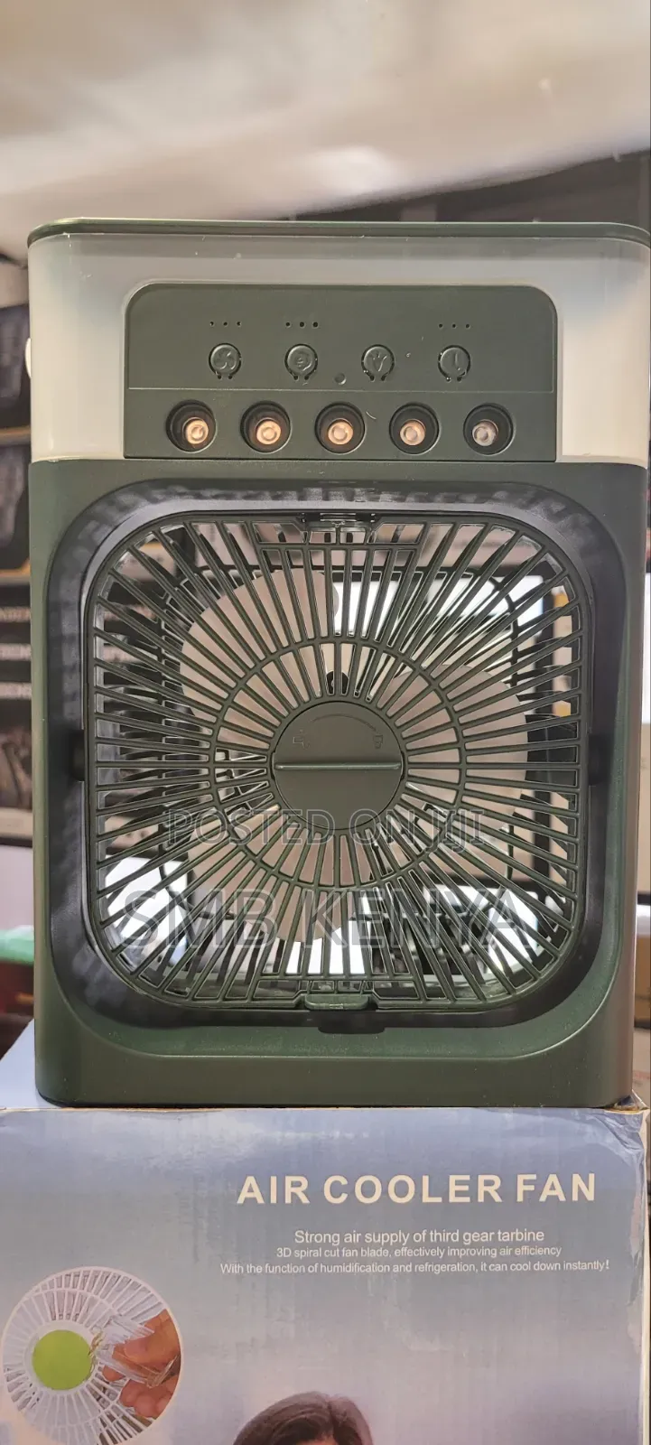 2 in 1 Air-Cooler Fan With 7 Led Colore-Green