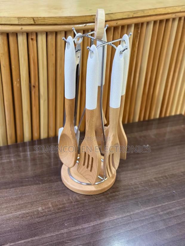 6pcs Premium Bamboo Spoon Set With Stand - thumbnail 2