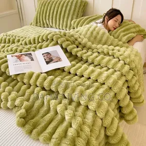 Modern Plain Striped Woven Flannel Fleece Blanket