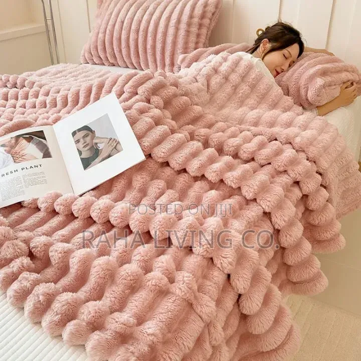 Modern Plain Striped Woven Flannel Fleece Blanket