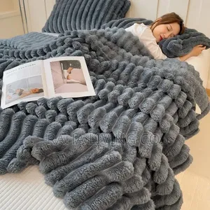 Modern Plain Striped Woven Flannel Fleece Blanket