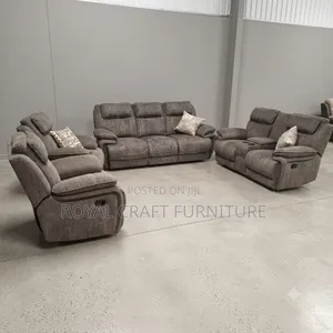 Luxury Grey Semi Recliner Sofa Set (3-Seater, 2-Seater + Armchair)