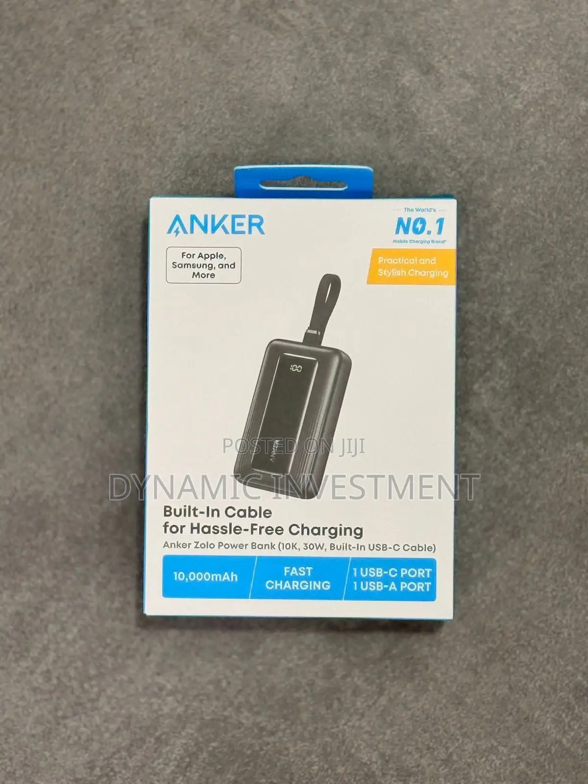 Anker Zolo Power Bank , 30W With 13.7 Cm Built-in USB-C Cable
