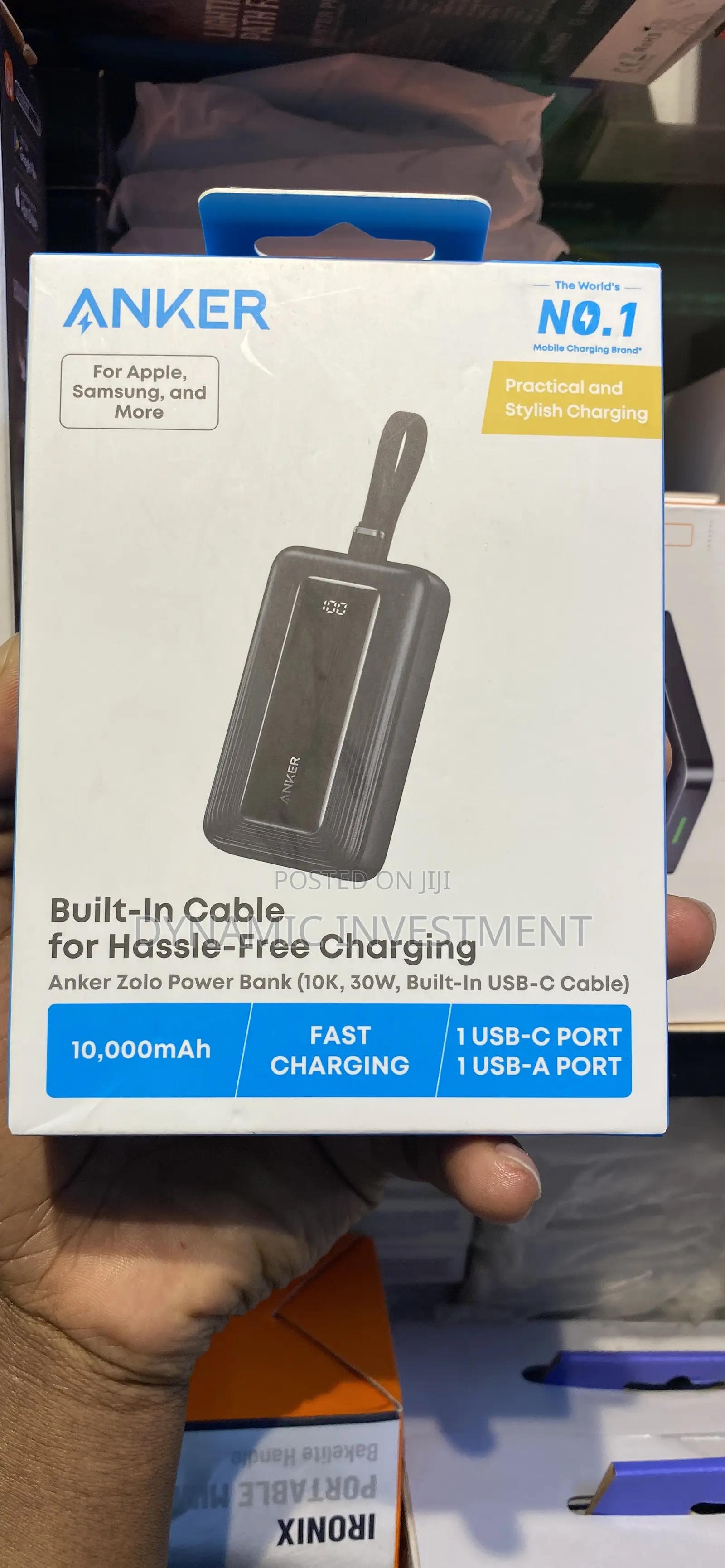 Anker Zolo Power Bank , 30W With 13.7 Cm Built-in USB-C Cable