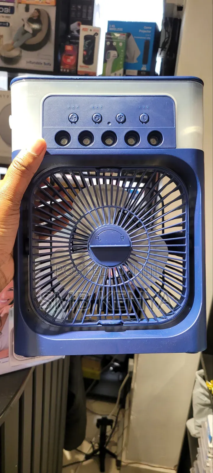 Portable 3-in-1 Mini Air Cooler Fan With Humidifier – Blue
