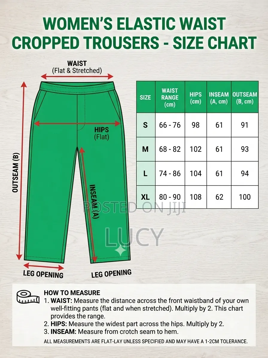 ​Women’s Vibrant Green Casual Elastic-Waist Trousers