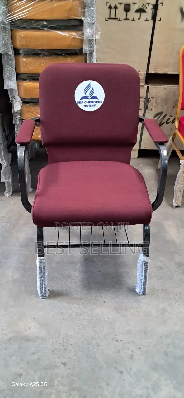 Purple Church Chairs With Resting Arm