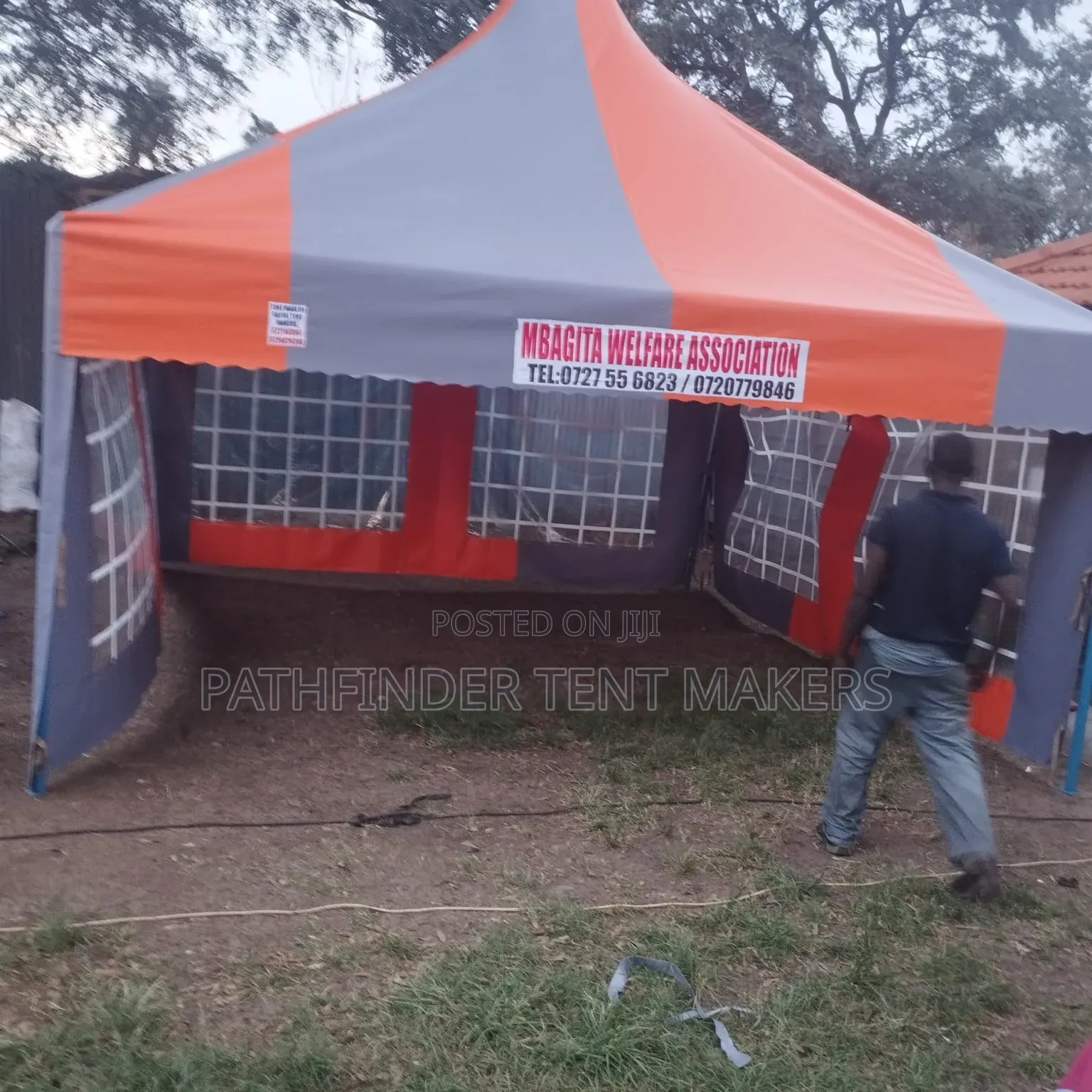 50 Seater Tent- Grey/Orange