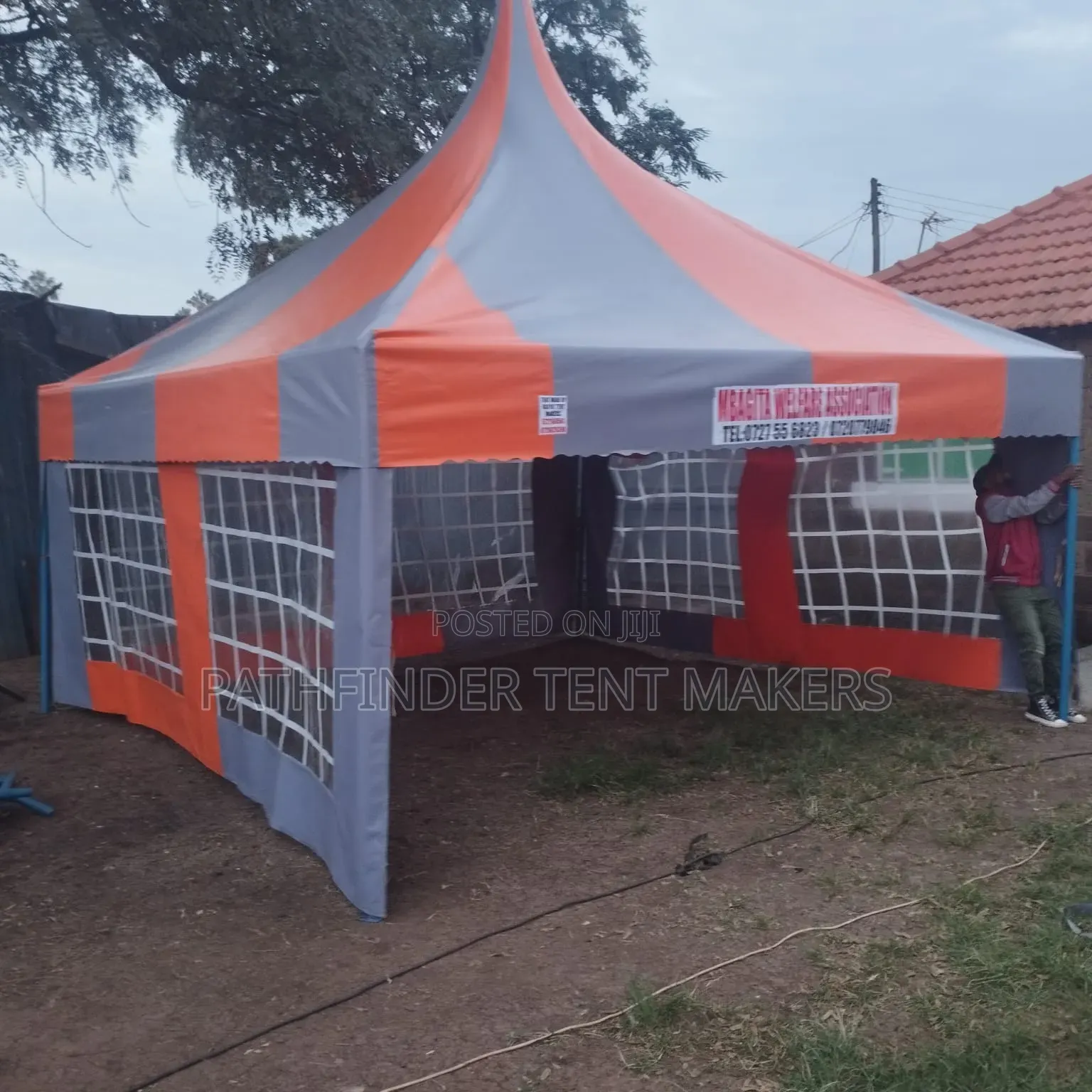 50 Seater Tent- Grey/Orange