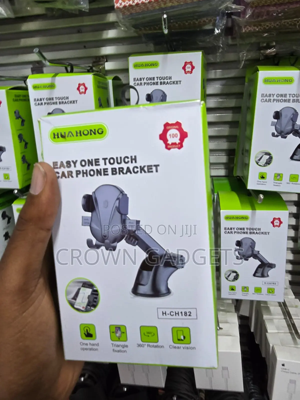 HUA HONG Suction Cup Car Phone Mount One-Hand Operation