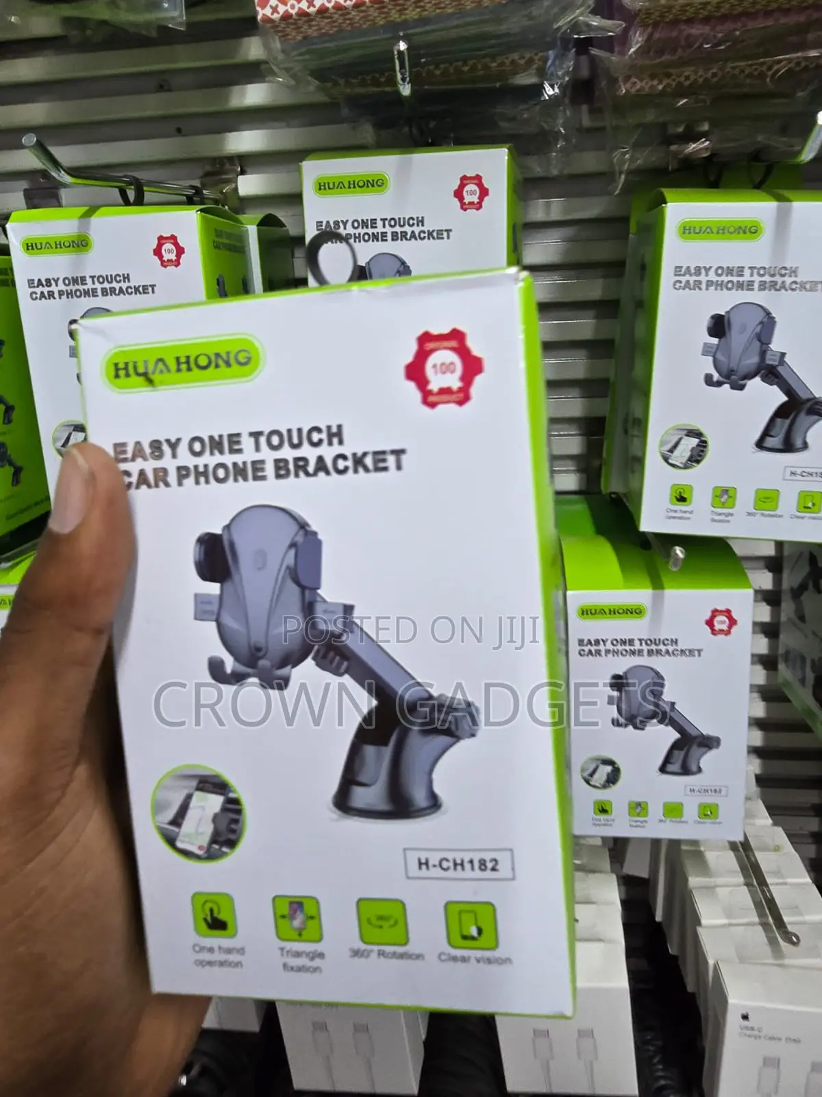 HUA HONG Suction Cup Car Phone Mount One-Hand Operation