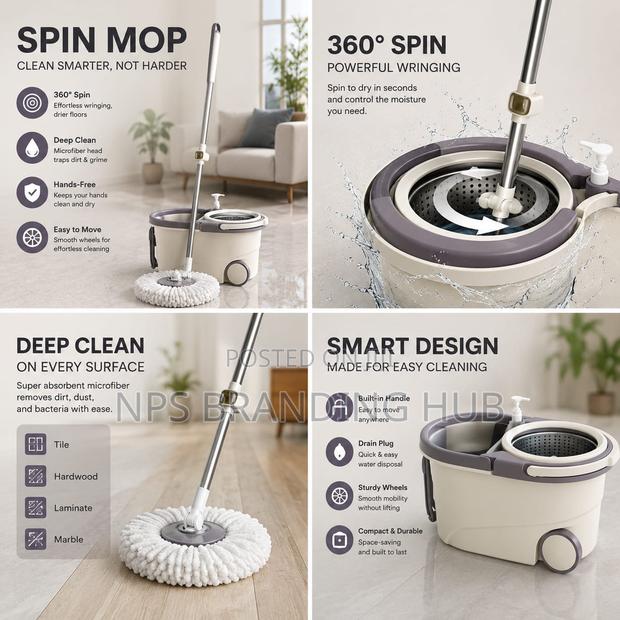 360° Spin Mop With Bucket Dehydration Basket(el.b - thumbnail 7