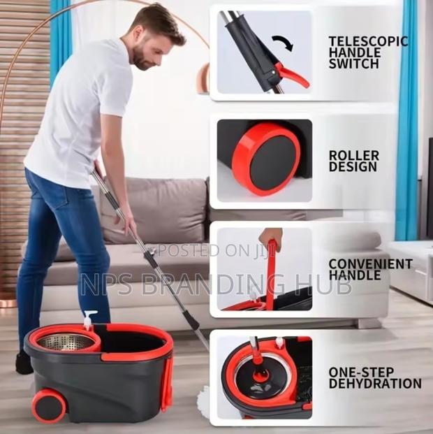 360° Spin Mop With Bucket Dehydration Basket(el.b - thumbnail 8