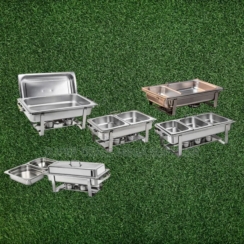 Sleek Stainless Steel Compartment Chafing Dish Food Warmer