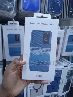 Samsung Galaxy S25 Ultra Blue Patterned Smart View Wallet Case