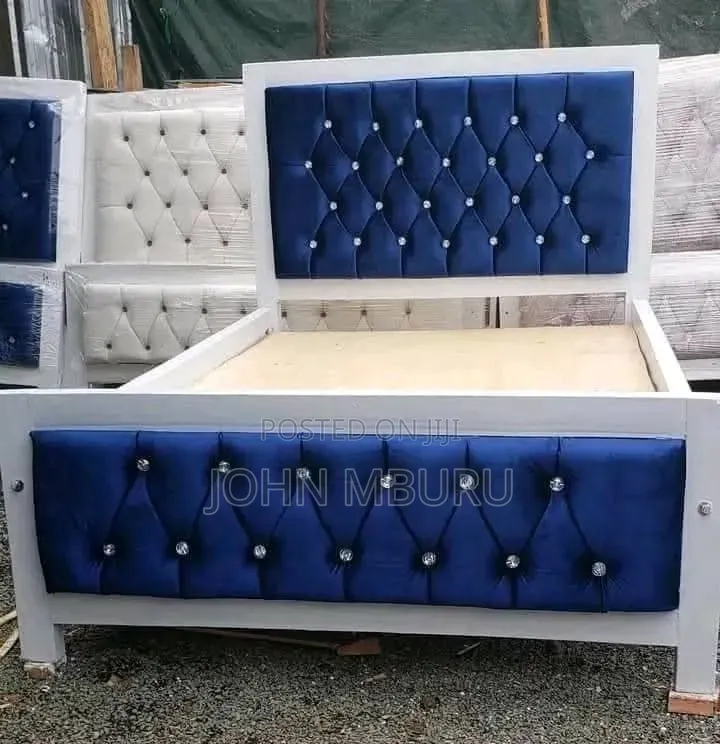 Blue With White Frame and Golden Buttons