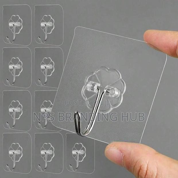10PCS Transparent Stainless Steel Strong Self Adhesive Hooks(el,b
