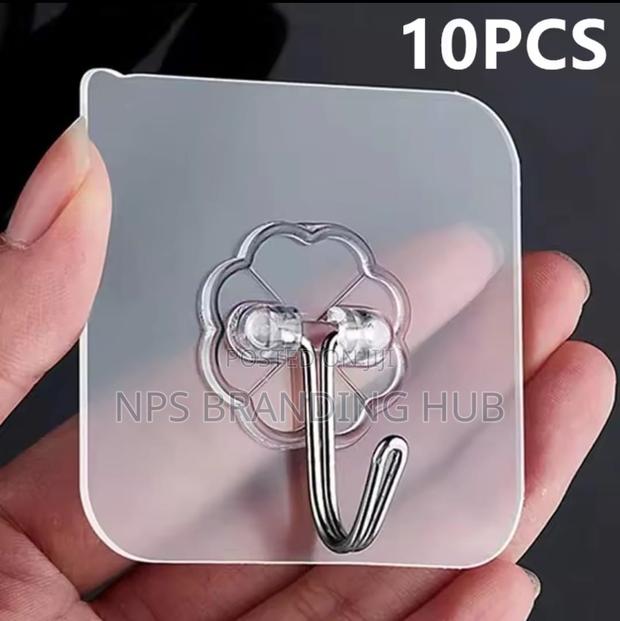 10PCS Transparent Stainless Steel Strong Self Adhesive Hooks(el,b - thumbnail 2