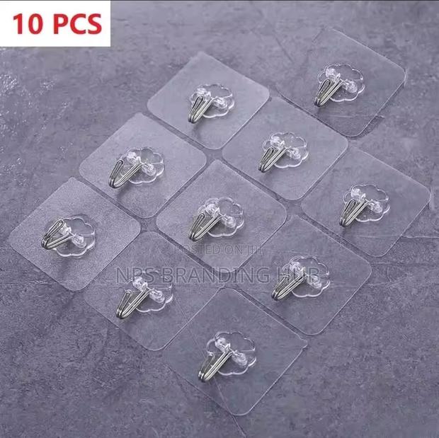 10PCS Transparent Stainless Steel Strong Self Adhesive Hooks(el,b - thumbnail 5