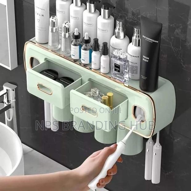 Wall Mounted Toothpaste With Toothbrush Holder/Bathroom Organizer(el,b - thumbnail 2