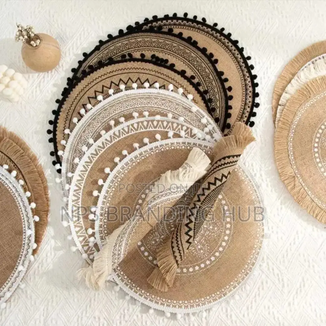 Round Wooven Jute Table mats(el.b