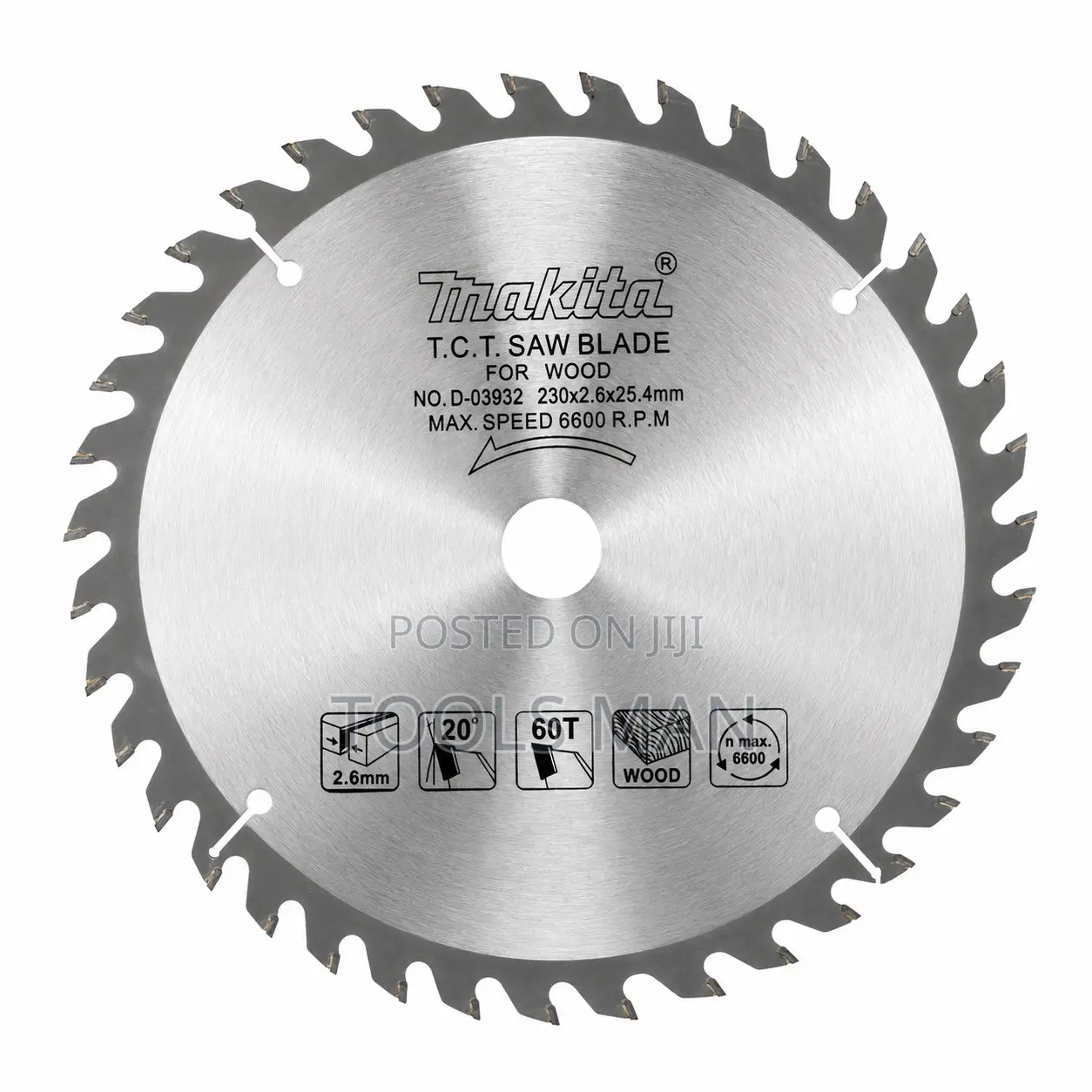 230mm (9 Inch) X 2.6mm X 25.4mm 60T Makita Wood Circular Saw Blade