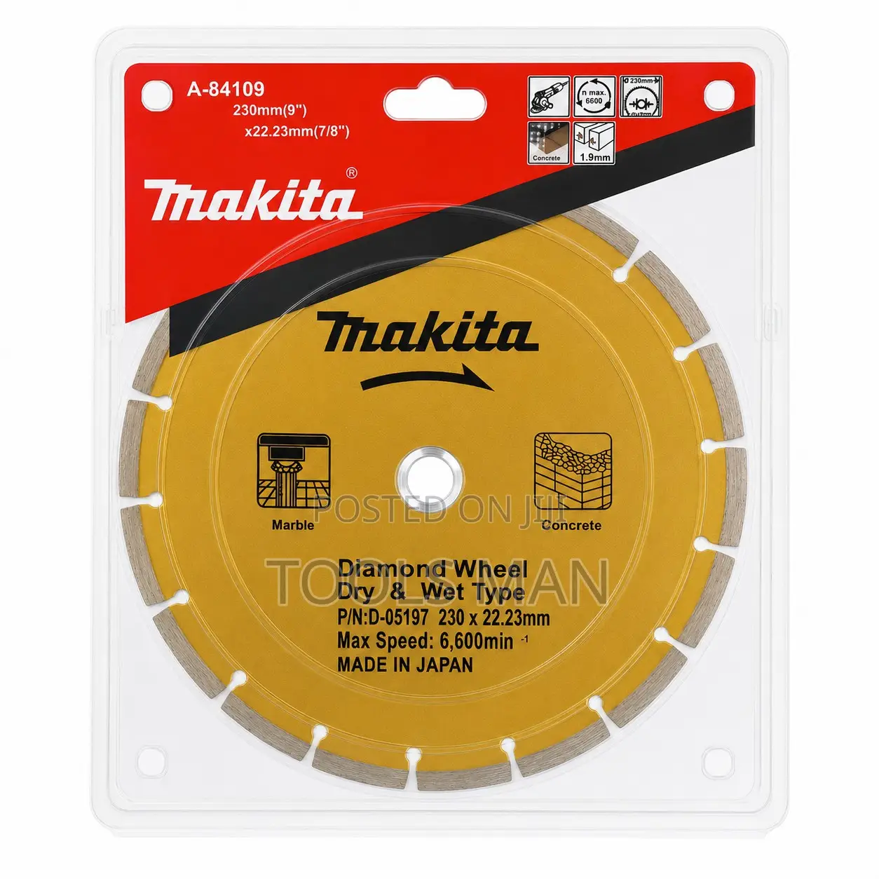 Makita Diamond Wheel Blade 230mm (9") X 22.23mm (7/8") Concrete Marble