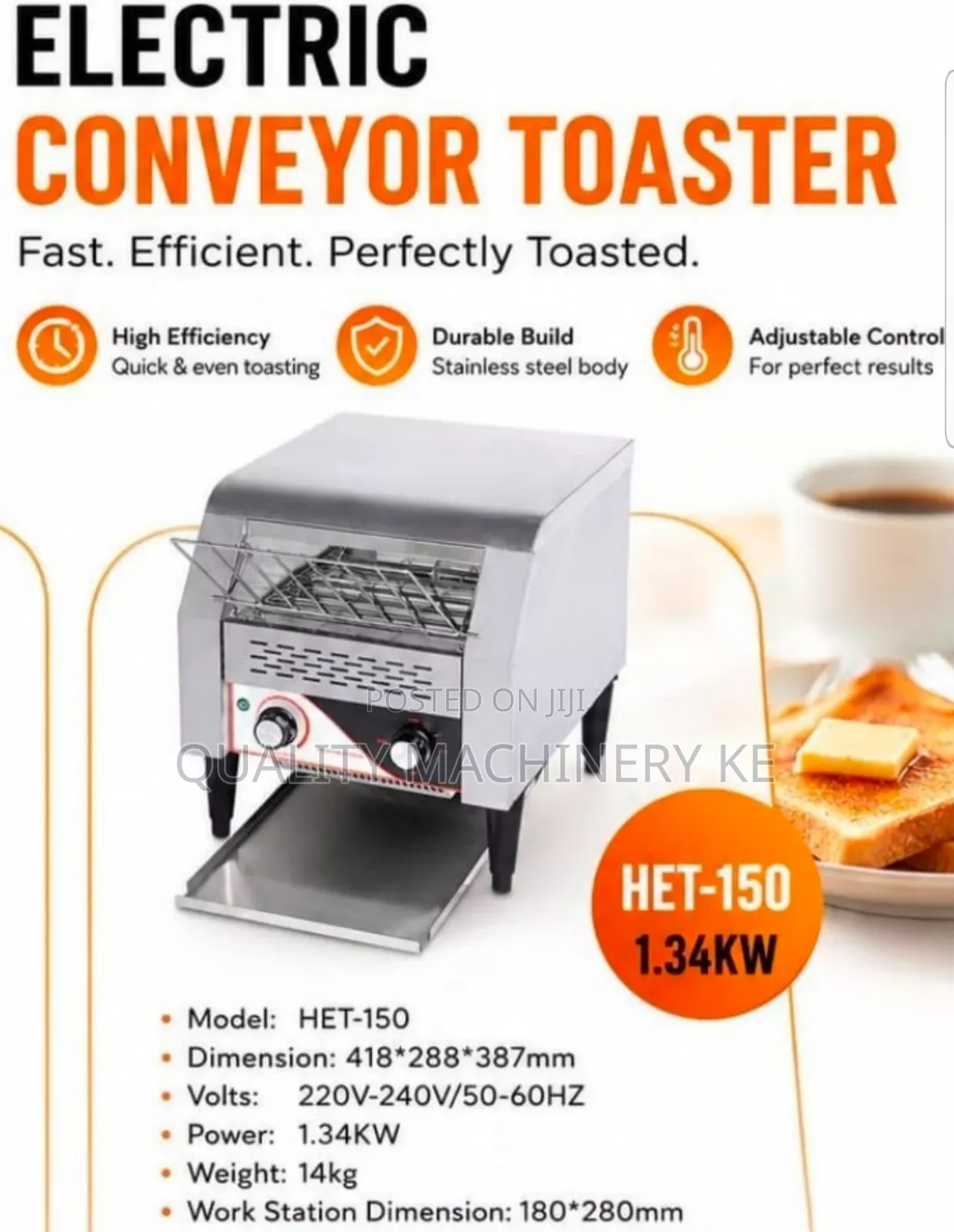User Friendly Electric Conveyor Toaster
Het-150