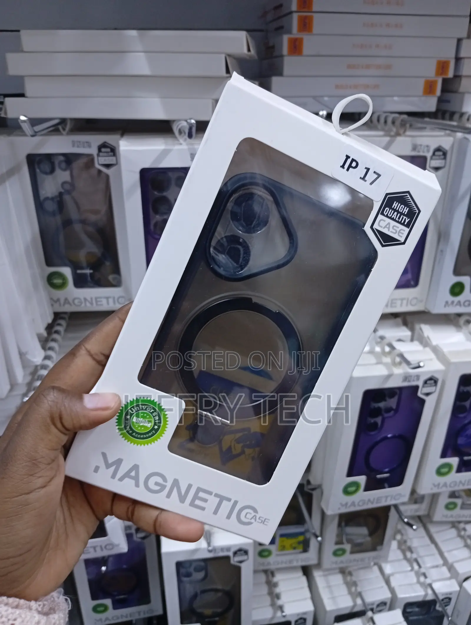 iPhone 17 Premium Transparent Magnetic Ring Stand Case