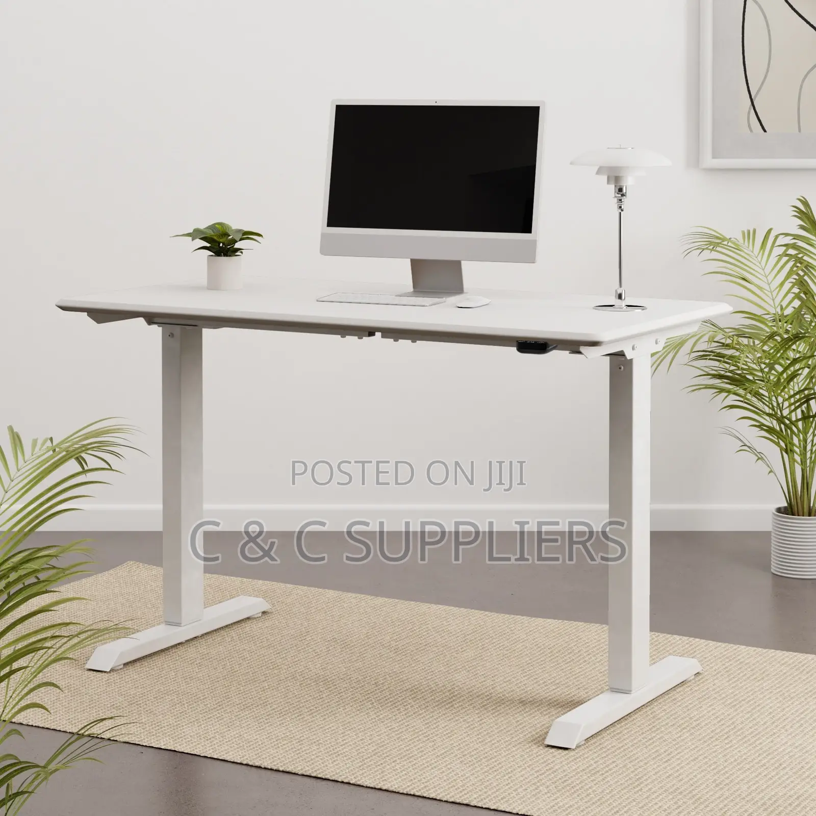 White Sit Stand Office Electric Desk-160cm