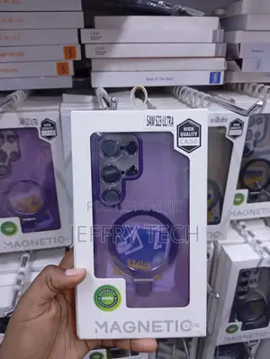 Samsung Galaxy S23 Ultra Purple, Transparent Magnetic Phone Case