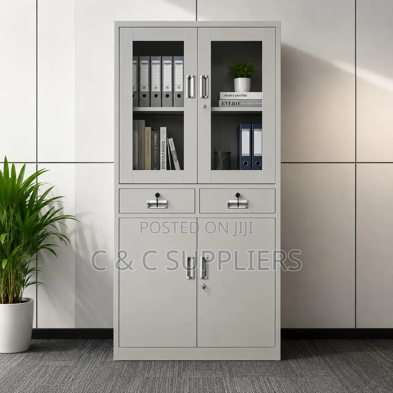 2-Swing Door Filling Cabinet With Drawers