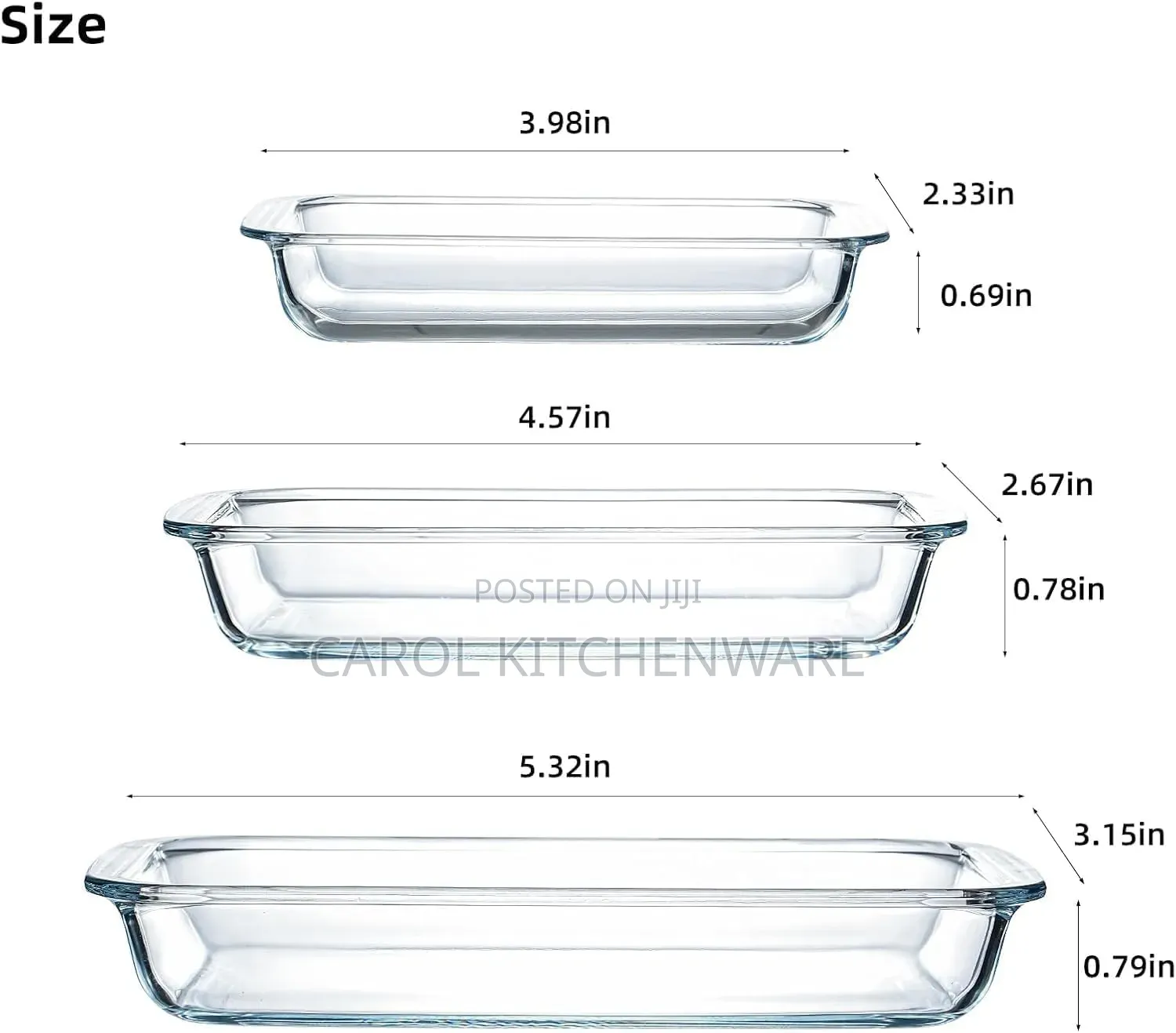 3 PC Borosilicate Glass Baking Tray Set