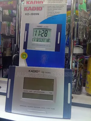 KADIO Wall Clock/ Stand- Inbuilt Calender, Alarm, Temperature!