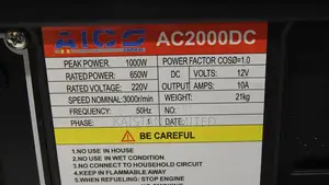 AICO AC2000DC Portable Petrol Generator 1kVA With 12V DC Output