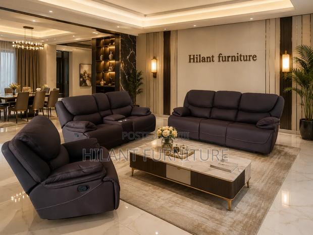 Chocolate King-Size Six-Seater Recliner Sofa - thumbnail 2