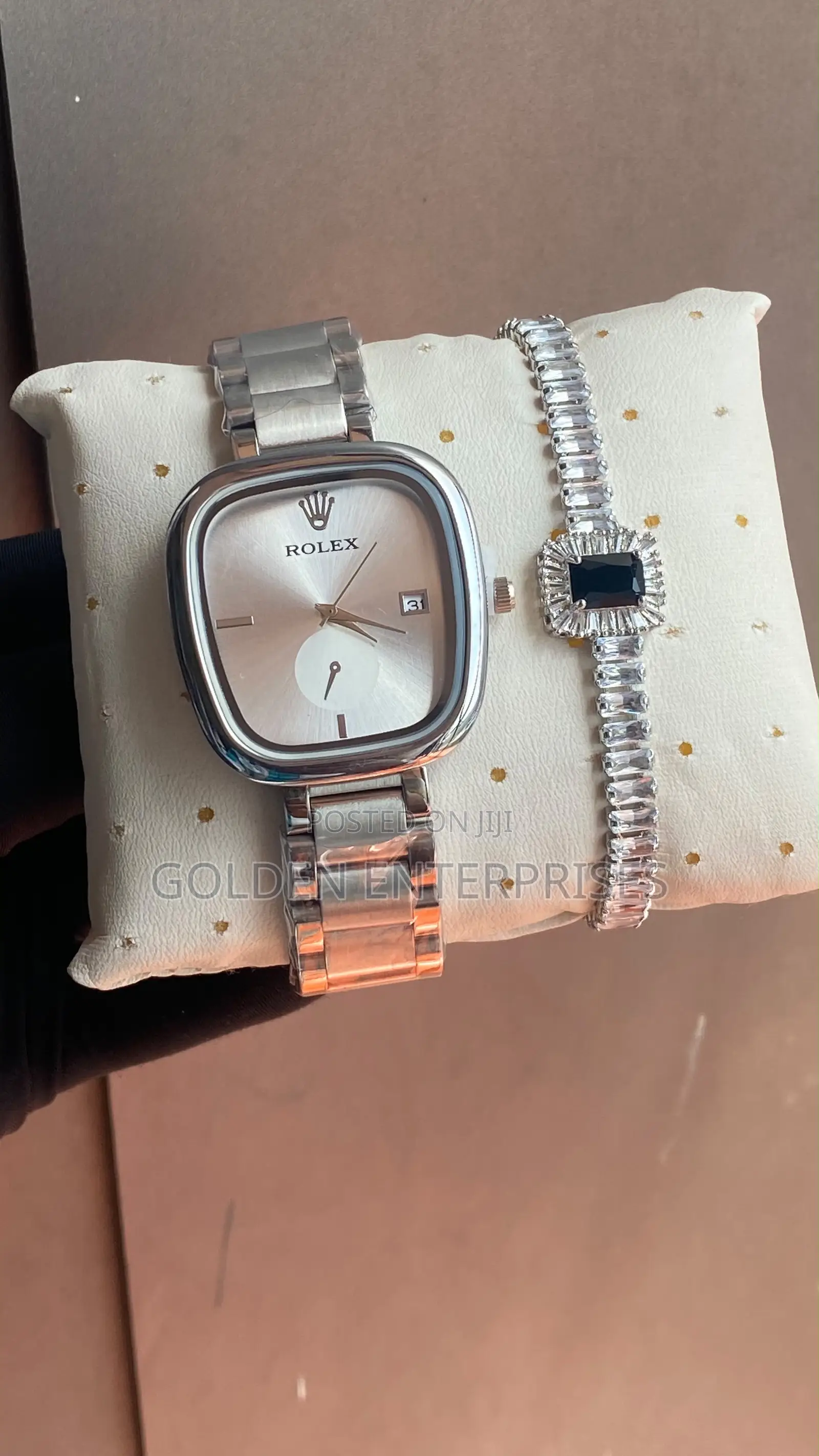 Rolex Silver Classic Business Watch With Luxury Bracelet Set