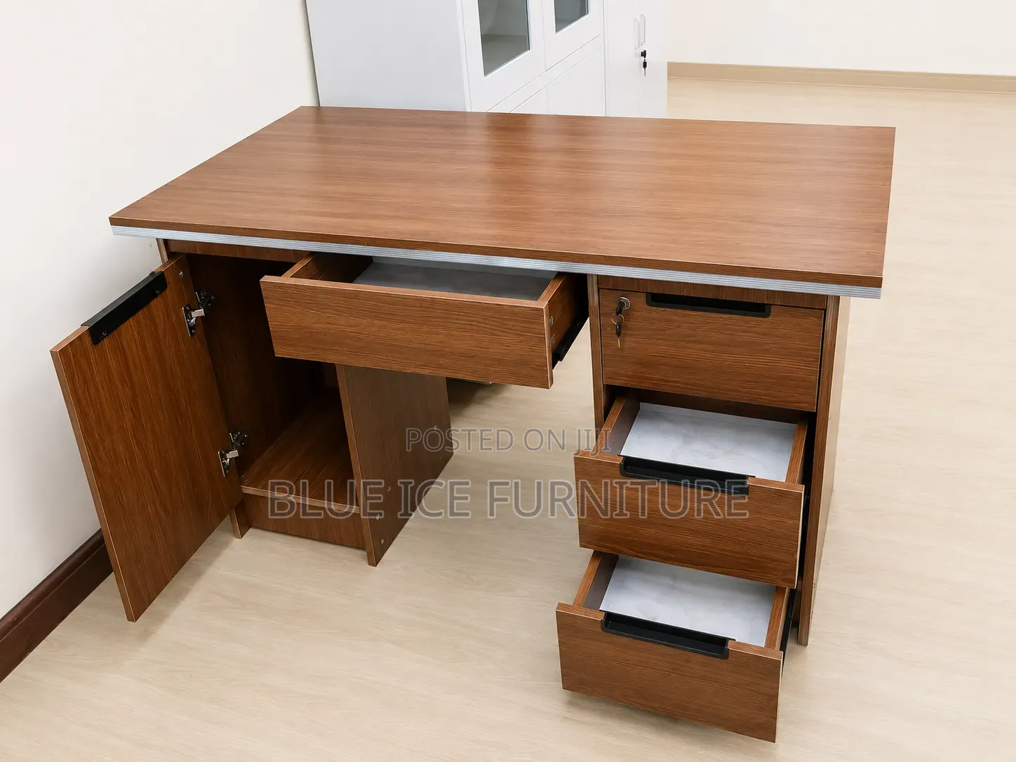 Modern Office Desk With 3 Drawers -Wooden Computer Table