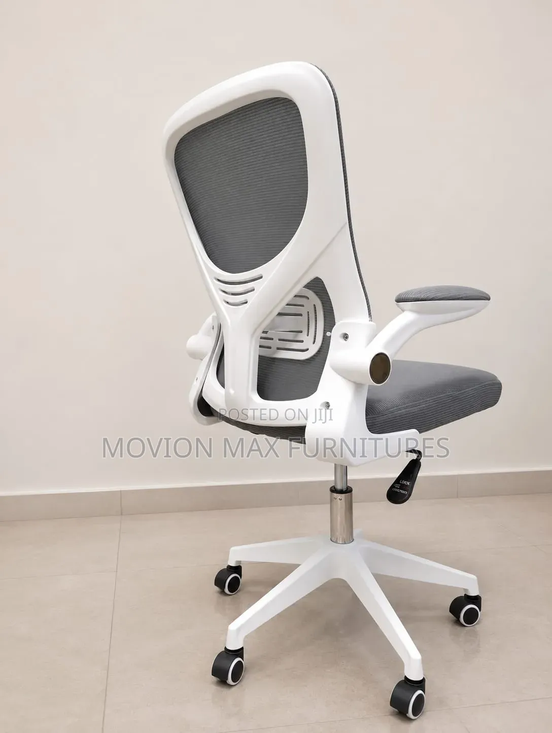 White Gray Office Chair Office Chair Adjustable Arms