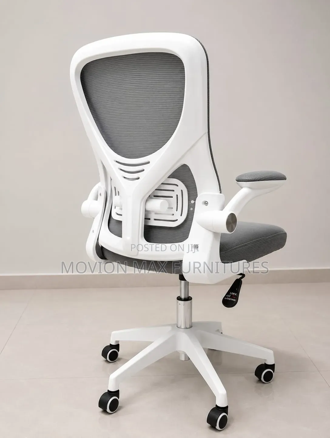 White Gray Office Chair Office Chair Adjustable Arms