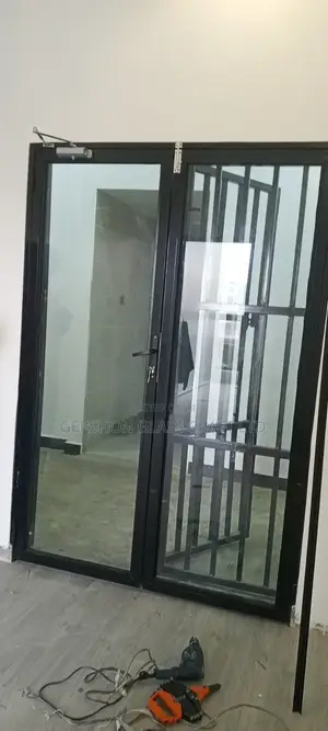 Aluminium Double Door Complete With Glass and Door Closer